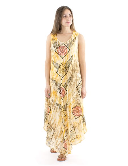 Robe viscose crêpe sans manches marbrée 120cm