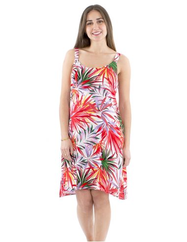 Robe viscose unie larges bretelles imprimé Palma