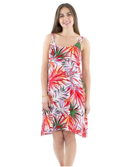 Robe viscose unie larges bretelles imprimé Palma