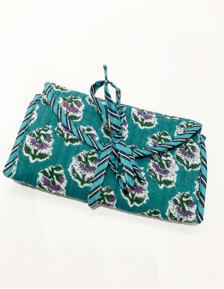 Petite trousse maquiage pliable coton matelassée polyester