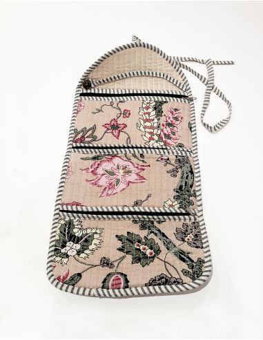 Petite trousse maquiage pliable coton matelassée polyester