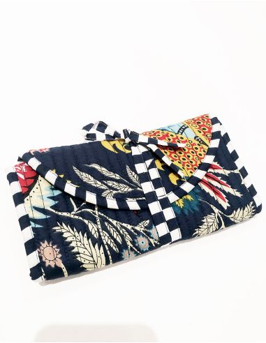 Petite trousse maquiage pliable coton matelassée polyester