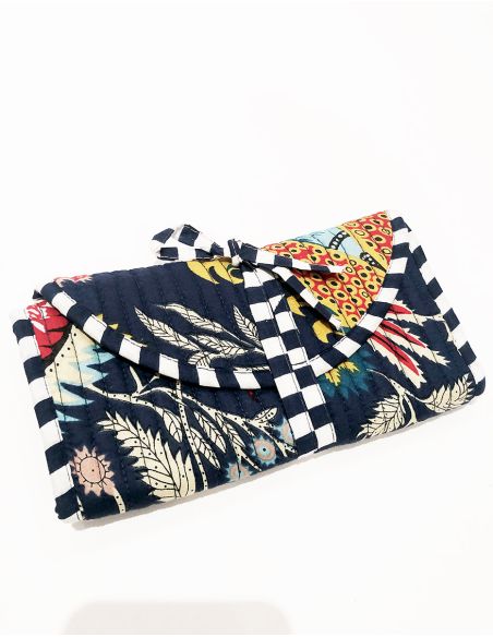 Petite trousse maquiage pliable coton matelassée polyester