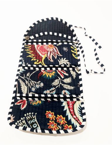 Petite trousse maquiage pliable coton matelassée polyester