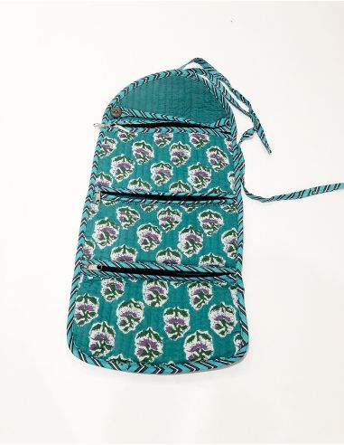 Petite trousse maquiage pliable coton matelassée polyester