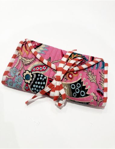 Petite trousse maquiage pliable coton matelassée polyester