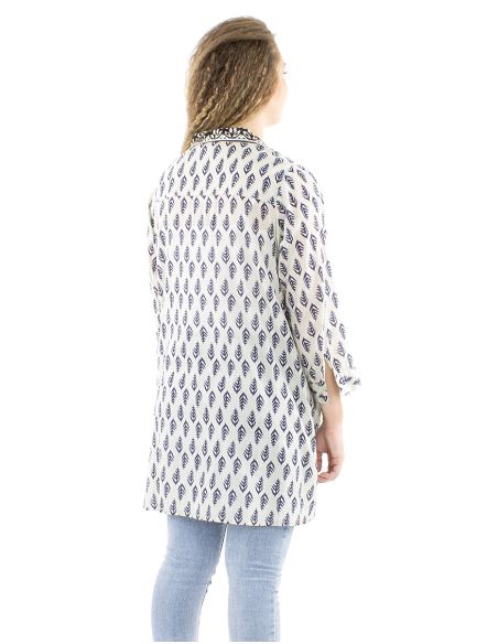 Tunique voile de coton plis buste imprimé block