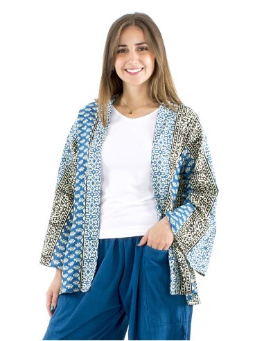 Veste coton fine ouverte block imprimé 3009
