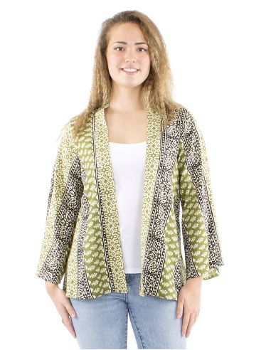 Veste coton fine ouverte block imprimé 3009