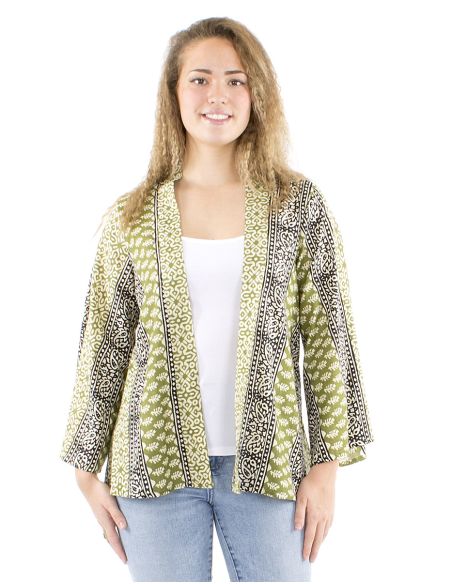 Veste coton fine ouverte block imprimé 3009