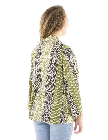 Veste coton fine ouverte block imprimé 3009