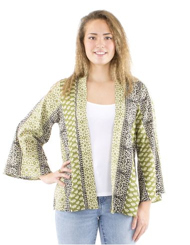 Veste coton fine ouverte block imprimé 3009