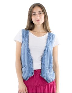 Gilet viscose SW boutonné 2