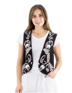 Gilet 70% viscose 30% lin blanc/noir