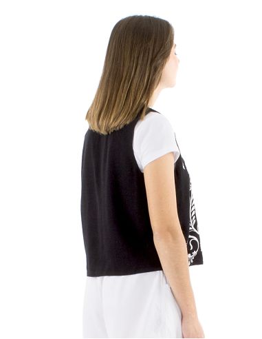 Gilet 70% viscose 30% lin blanc/noir