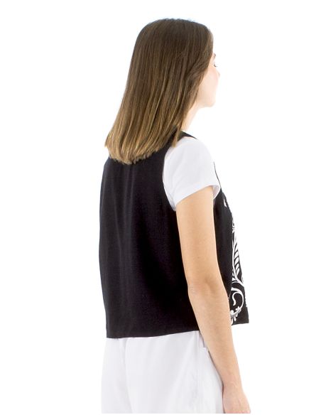 Gilet 70% viscose 30% lin blanc/noir