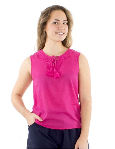 Chemisier coton mousse uni sans manches