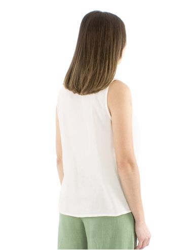 Chemisier coton mousse uni sans manches