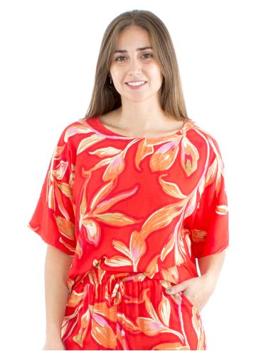 Chemisier viscose manches courtes larges imprimé Jade