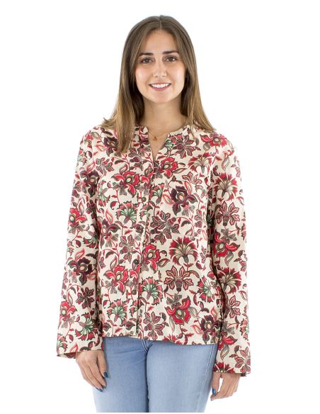 Chemisier coton manches longues imprimé Iris