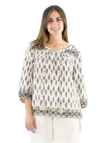 Chemisier voile de coton manches 3/4Block