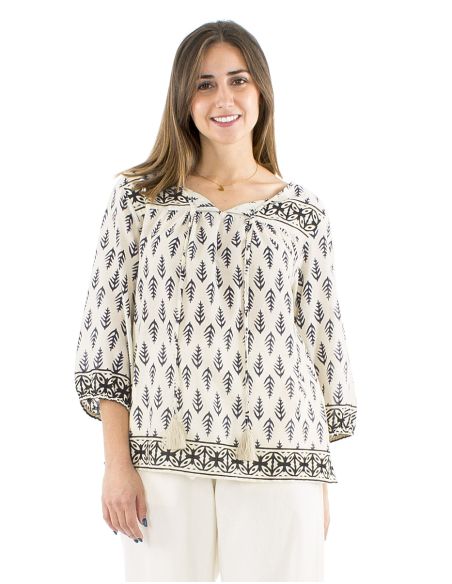 Chemisier voile de coton manches 3/4Block