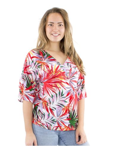 Chemisier viscose col V imprimé Palma