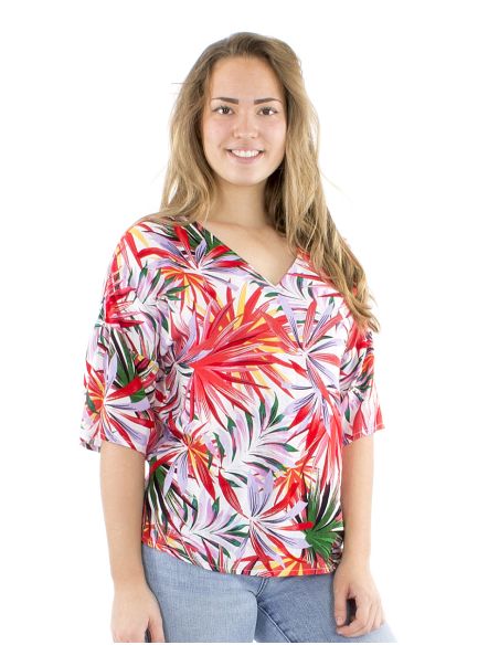 Chemisier viscose col V imprimé Palma