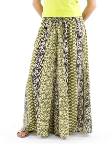 Pantalon coton block rayures patte def imprimé 3009