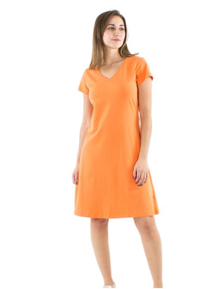 Robe maille 95% coton 5% élasthanne manches courtes