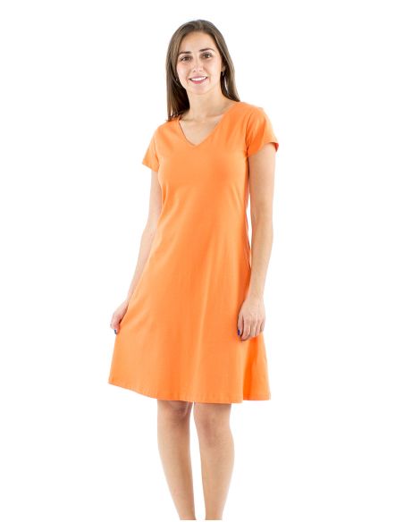 Robe maille 95% coton 5% élasthanne manches courtes