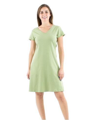 Robe maille 95% coton 5% élasthanne manches courtes