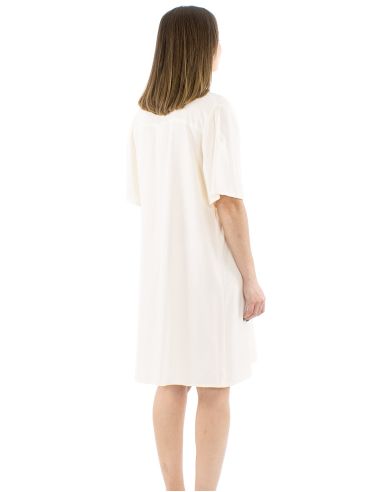 Robe viscose manches courtes plis poitrine