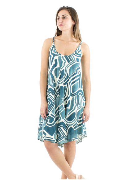 Mini robe viscose straps umbrella imprimé Graffiti