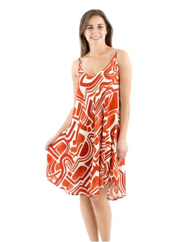 Mini robe viscose straps umbrella imprimé Graffiti