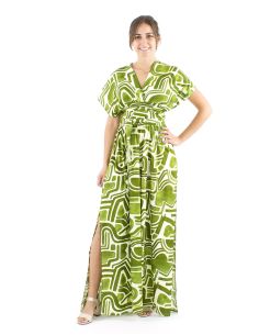 Robe longue viscose liens à croiser imprimé Graffiti 2