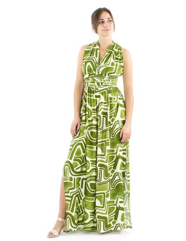 Robe longue viscose liens à croiser imprimé Graffiti