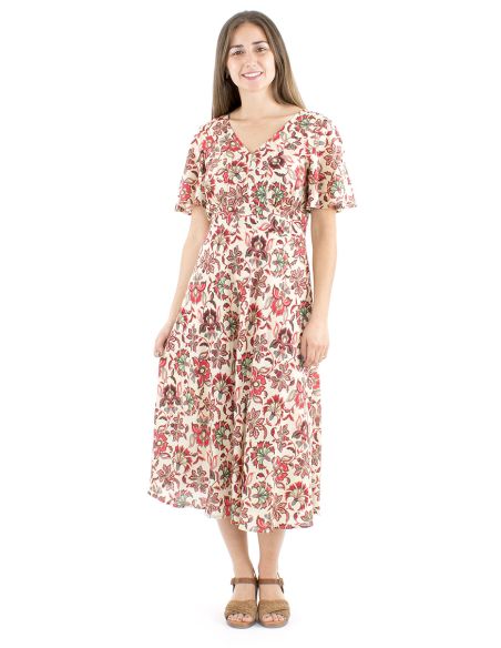 Robe viscose manches courtes imprimé Iris