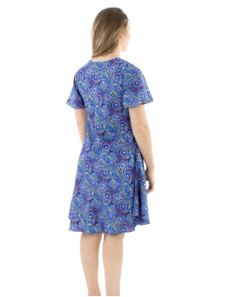 Robe polyester sari biais manches courtes