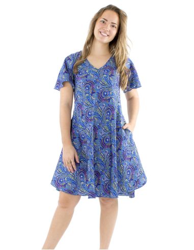 Robe polyester sari biais manches courtes