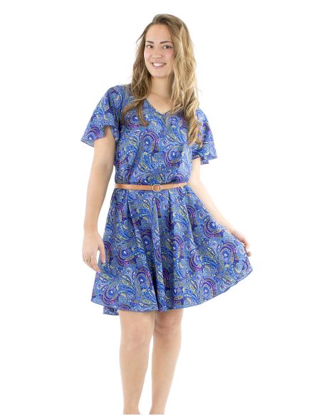 Robe polyester sari biais manches courtes