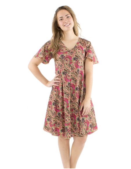 Robe polyester sari biais manches courtes