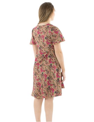 Robe polyester sari biais manches courtes