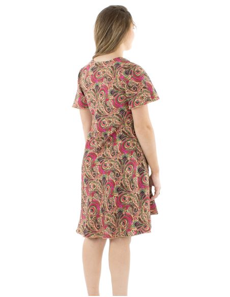 Robe polyester sari biais manches courtes