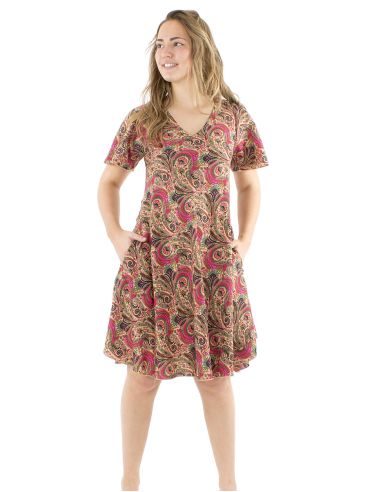 Robe polyester sari biais manches courtes