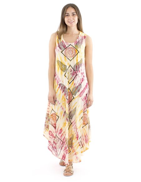 Robe viscose crêpe sans manches marbrée 120cm