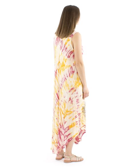 Robe viscose crêpe sans manches marbrée 120cm