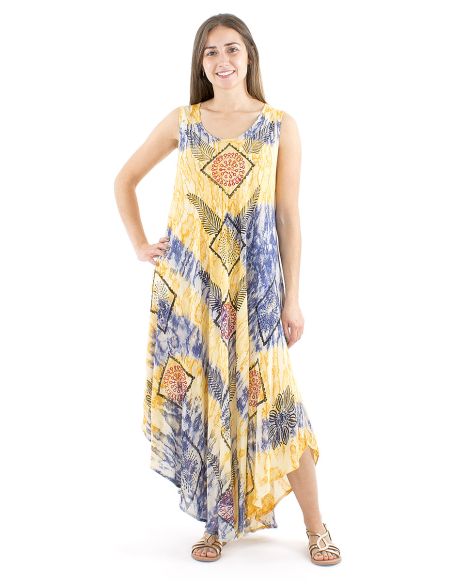 Robe viscose crêpe sans manches marbrée 120cm