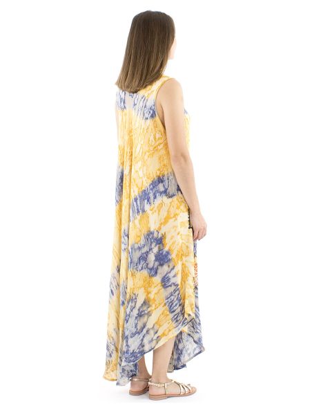Robe viscose crêpe sans manches marbrée 120cm