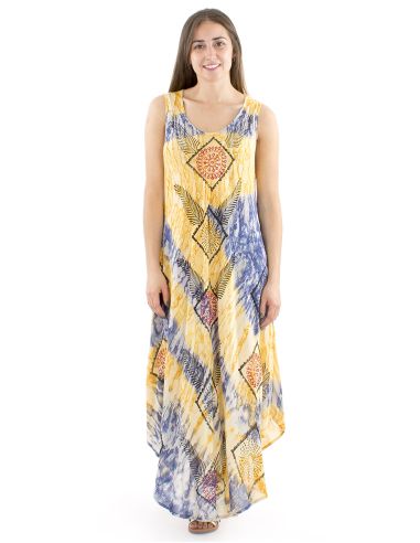 Robe viscose crêpe sans manches marbrée 120cm